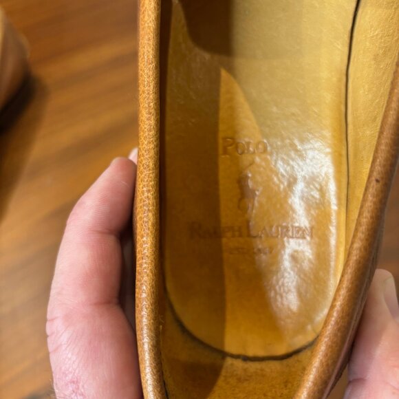 Polo Ralph Lauren Tan Grain Leather Loafers – US 10.5D – Soft Patina, Rubber-Gri - Picture 5 of 8